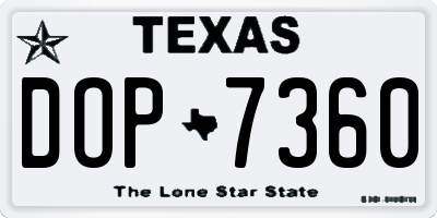 TX license plate DOP7360