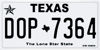 TX license plate DOP7364