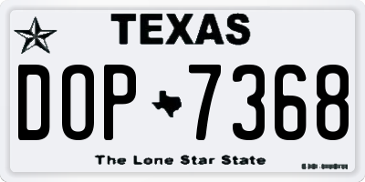 TX license plate DOP7368