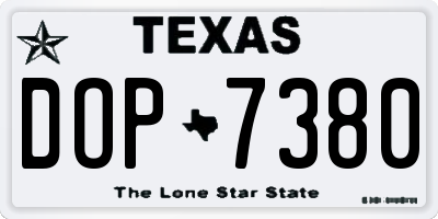 TX license plate DOP7380