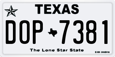 TX license plate DOP7381