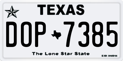 TX license plate DOP7385