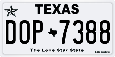 TX license plate DOP7388