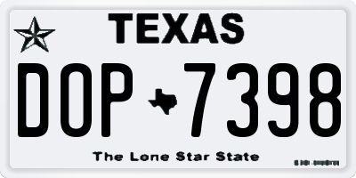 TX license plate DOP7398