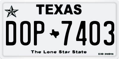 TX license plate DOP7403