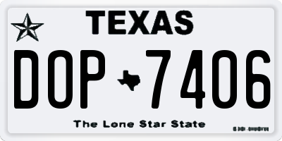 TX license plate DOP7406