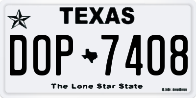 TX license plate DOP7408