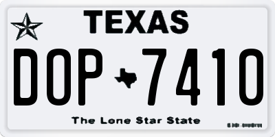 TX license plate DOP7410