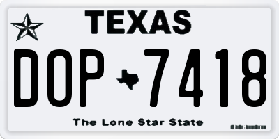 TX license plate DOP7418