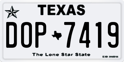 TX license plate DOP7419