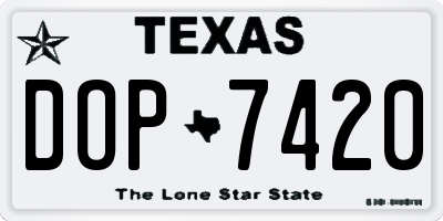 TX license plate DOP7420