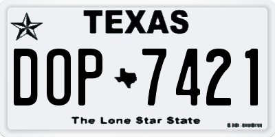 TX license plate DOP7421