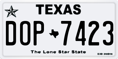 TX license plate DOP7423