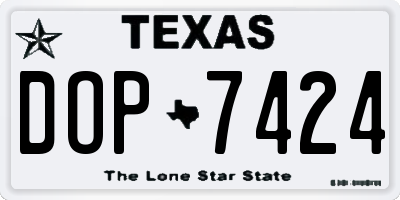 TX license plate DOP7424