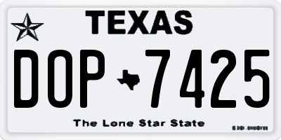 TX license plate DOP7425