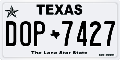 TX license plate DOP7427