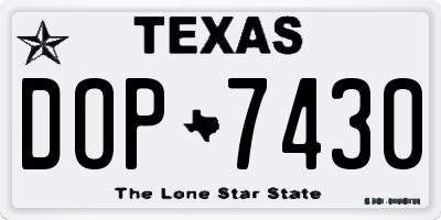 TX license plate DOP7430
