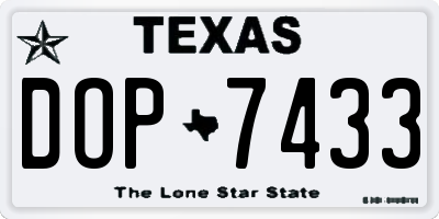 TX license plate DOP7433