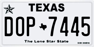 TX license plate DOP7445