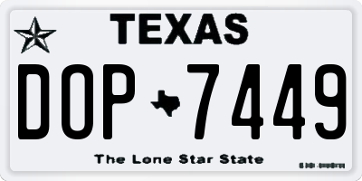 TX license plate DOP7449