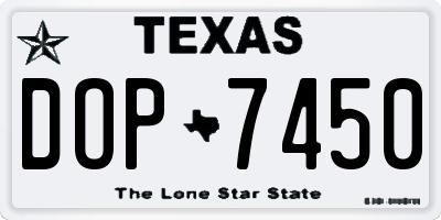 TX license plate DOP7450