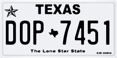 TX license plate DOP7451
