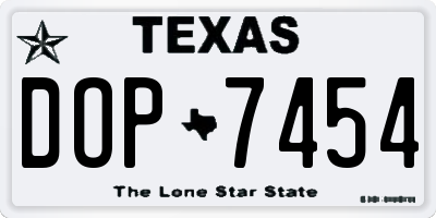 TX license plate DOP7454
