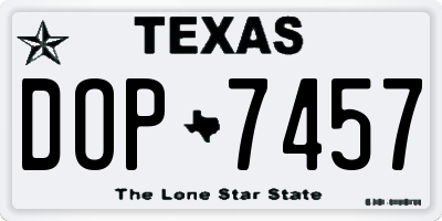 TX license plate DOP7457
