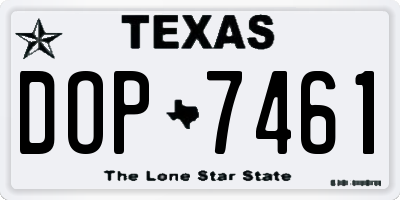 TX license plate DOP7461