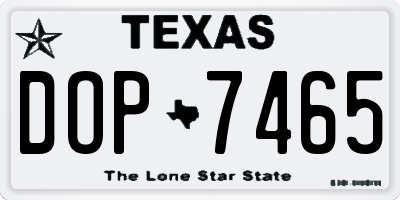 TX license plate DOP7465
