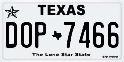 TX license plate DOP7466