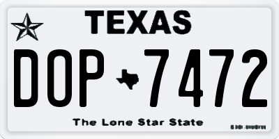 TX license plate DOP7472