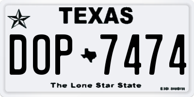 TX license plate DOP7474