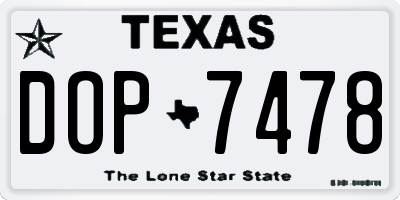 TX license plate DOP7478
