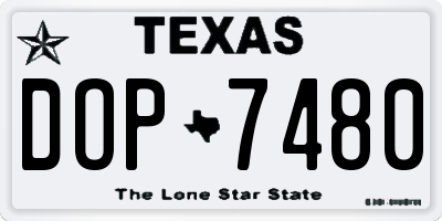 TX license plate DOP7480