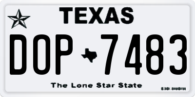 TX license plate DOP7483