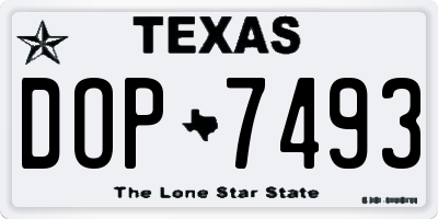 TX license plate DOP7493