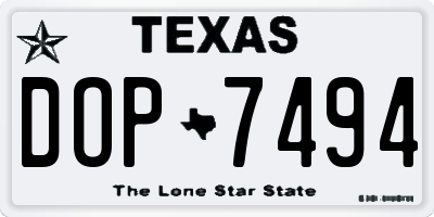TX license plate DOP7494