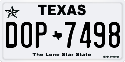 TX license plate DOP7498