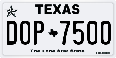 TX license plate DOP7500