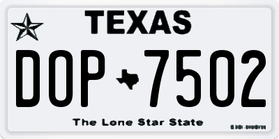 TX license plate DOP7502