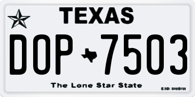 TX license plate DOP7503