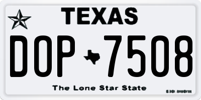 TX license plate DOP7508