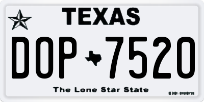 TX license plate DOP7520