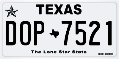 TX license plate DOP7521