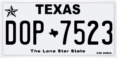 TX license plate DOP7523