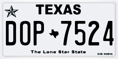 TX license plate DOP7524