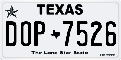 TX license plate DOP7526