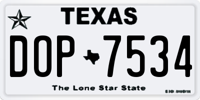 TX license plate DOP7534