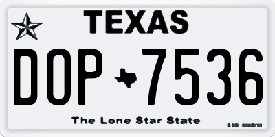 TX license plate DOP7536
